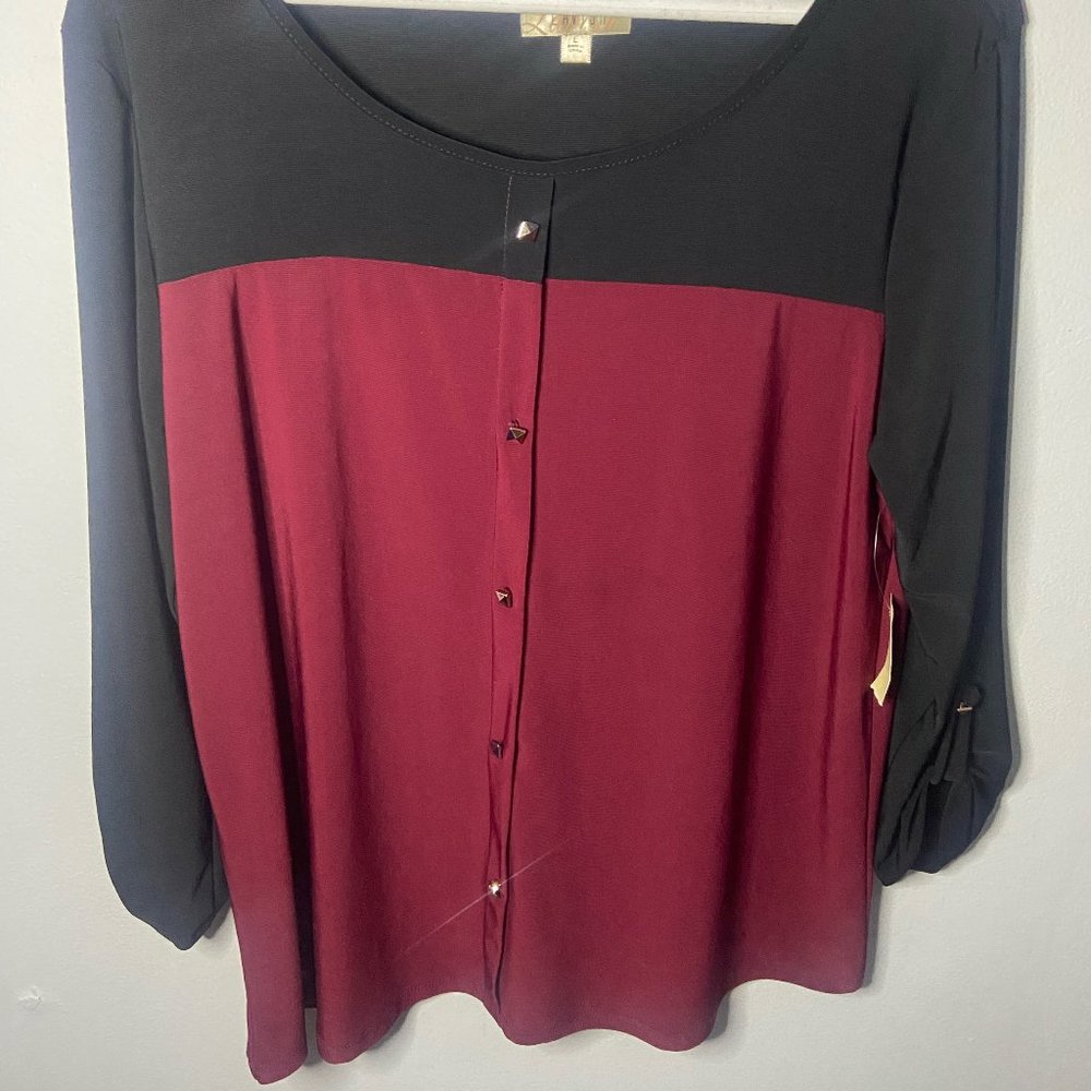 Black and Dark red blouse